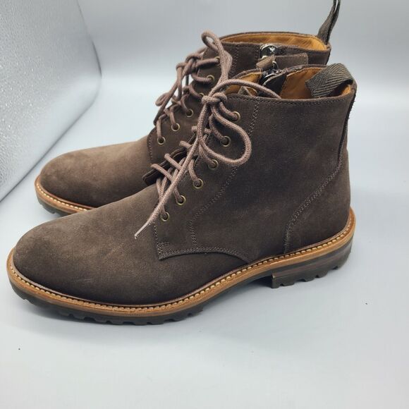 Aquatalia Leaston mens sz 7 M Boots  Dark Brown suede lace-up ankle zipper